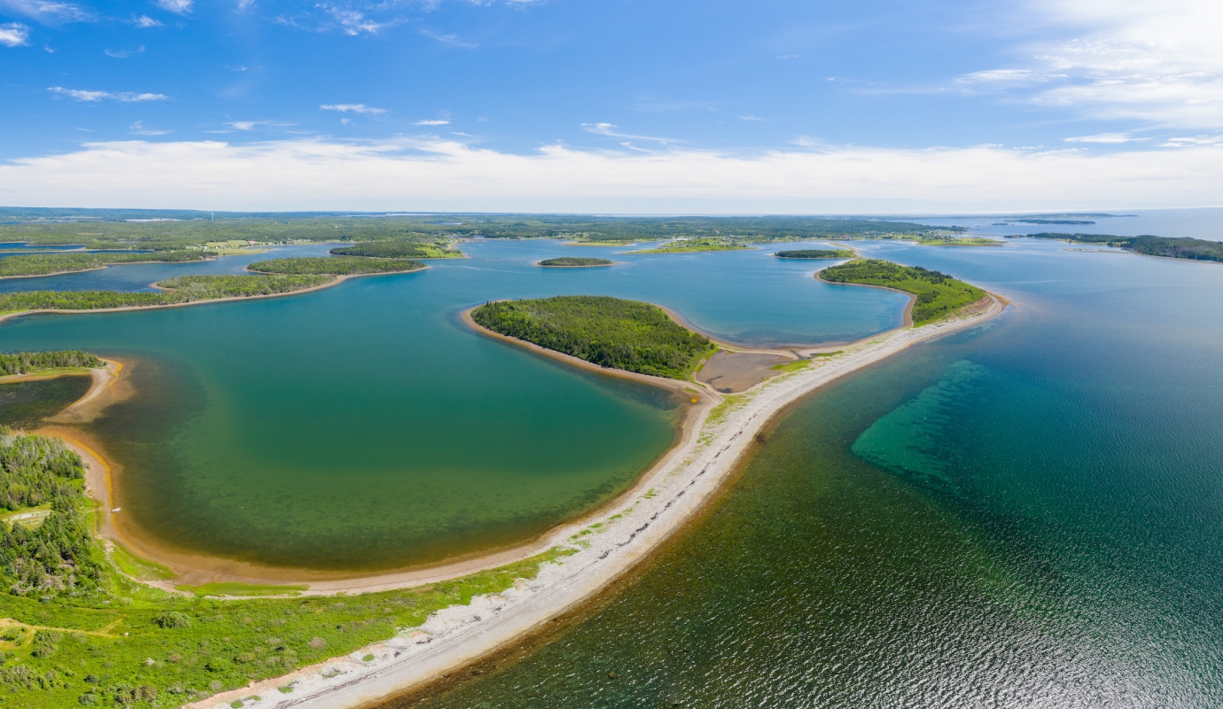 beaches and coves with small islands
