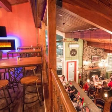 Overlooking diners in a classic Irish pub